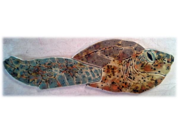 Profile view Honu sea turtle mosaic tiles
